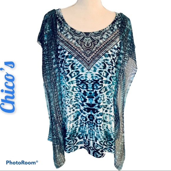 Chico's Tops - Chico’s Short Sleeve Rhinestone Blouse